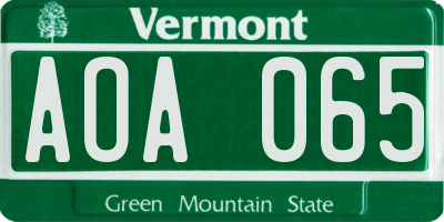 VT license plate AOA065