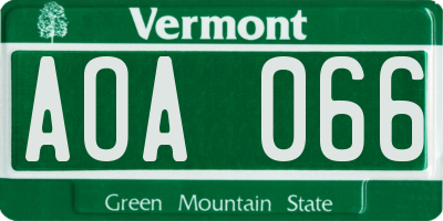 VT license plate AOA066