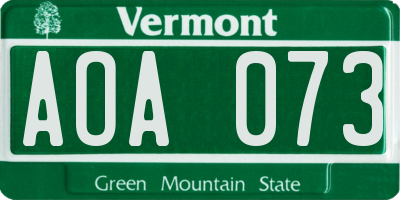 VT license plate AOA073