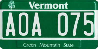 VT license plate AOA075
