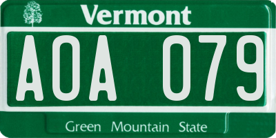 VT license plate AOA079