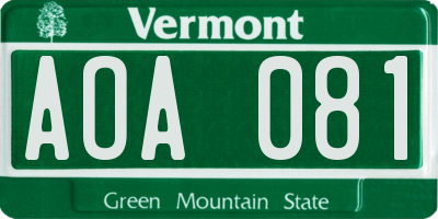 VT license plate AOA081