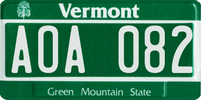 VT license plate AOA082