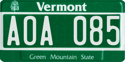 VT license plate AOA085