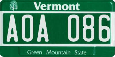 VT license plate AOA086