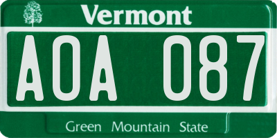 VT license plate AOA087