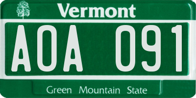 VT license plate AOA091