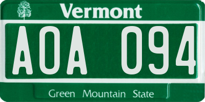 VT license plate AOA094