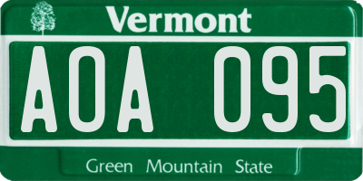 VT license plate AOA095