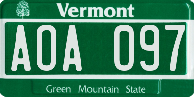 VT license plate AOA097