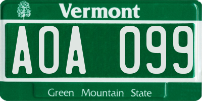 VT license plate AOA099