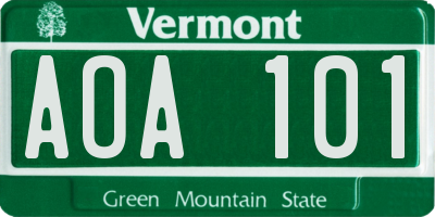 VT license plate AOA101