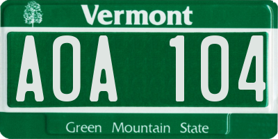 VT license plate AOA104