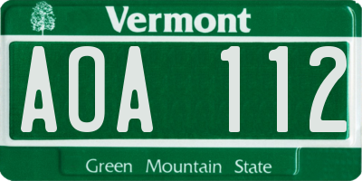 VT license plate AOA112