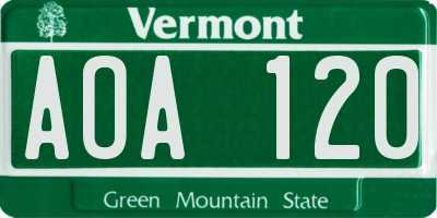 VT license plate AOA120