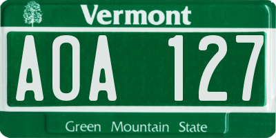VT license plate AOA127