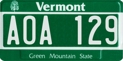 VT license plate AOA129