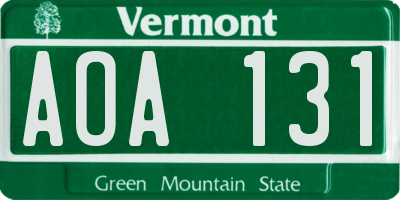 VT license plate AOA131