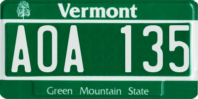 VT license plate AOA135