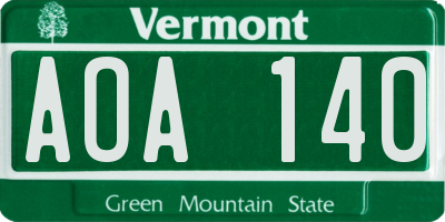 VT license plate AOA140