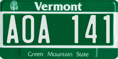 VT license plate AOA141