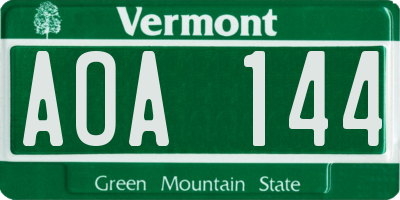 VT license plate AOA144