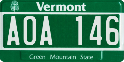 VT license plate AOA146