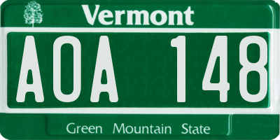 VT license plate AOA148