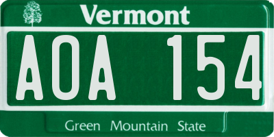 VT license plate AOA154