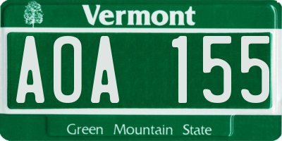 VT license plate AOA155