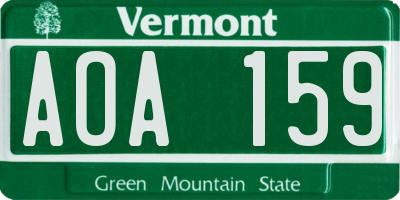 VT license plate AOA159