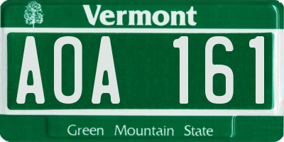 VT license plate AOA161