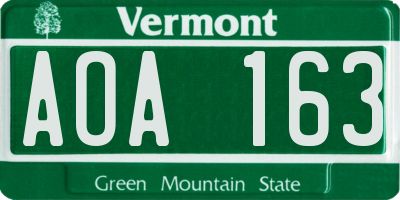 VT license plate AOA163