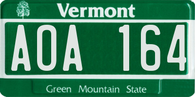 VT license plate AOA164