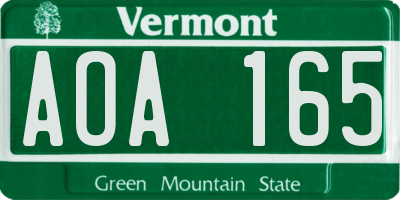 VT license plate AOA165