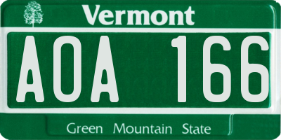 VT license plate AOA166