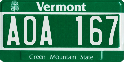 VT license plate AOA167