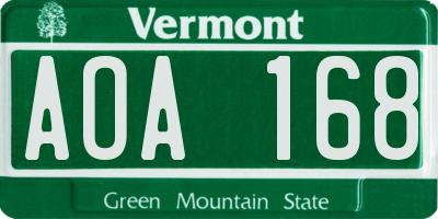 VT license plate AOA168