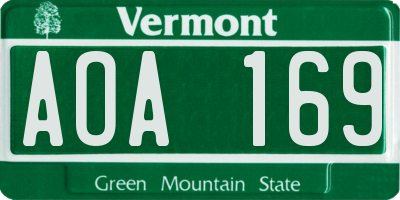VT license plate AOA169