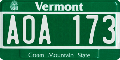 VT license plate AOA173