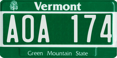 VT license plate AOA174