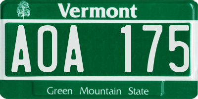 VT license plate AOA175
