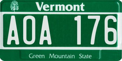 VT license plate AOA176