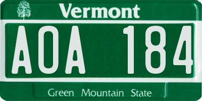 VT license plate AOA184