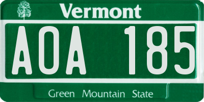 VT license plate AOA185