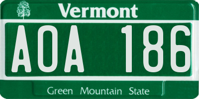 VT license plate AOA186