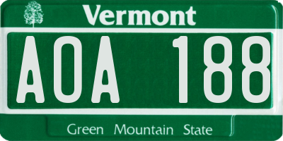 VT license plate AOA188