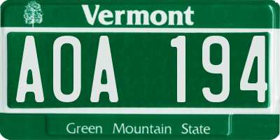 VT license plate AOA194