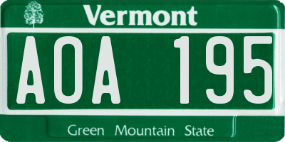 VT license plate AOA195