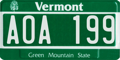 VT license plate AOA199